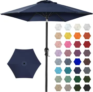 Best Choice Products 10ft Outdoor Steel Polyester Market Patio Umbrella w/Crank, Easy Push Button, Tilt, Table Compatible - Navy Blue