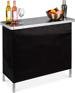 Best Choice Products Portable Pop-Up Bar Table for Indoor, Outdoor, Party, Picnic, Tailgate, Entertaining w/Carrying Case, Storage Shelf, Removable Skirt