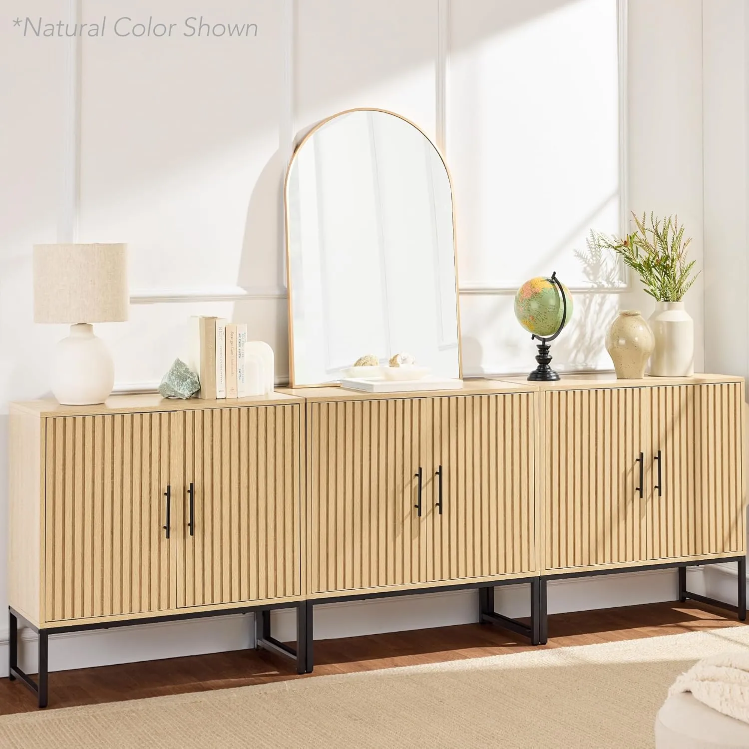 Best Choice Products Slatted Sideboard Buffet Cabinet, Entryway Table, Accent Storage Cabinet, Console Table for Hallway, Living Room, Dining Room – Brown