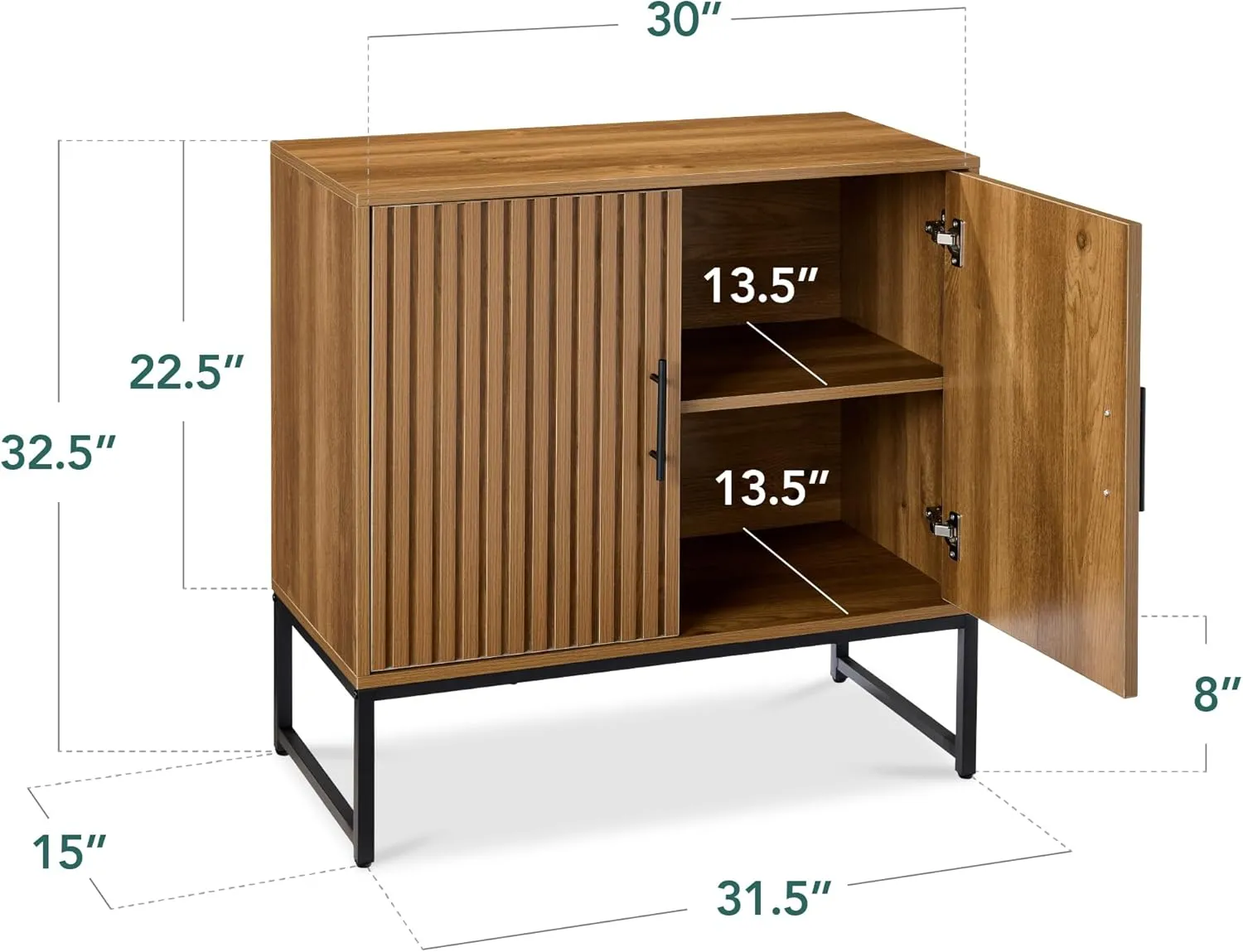 Best Choice Products Slatted Sideboard Buffet Cabinet, Entryway Table, Accent Storage Cabinet, Console Table for Hallway, Living Room, Dining Room – Brown