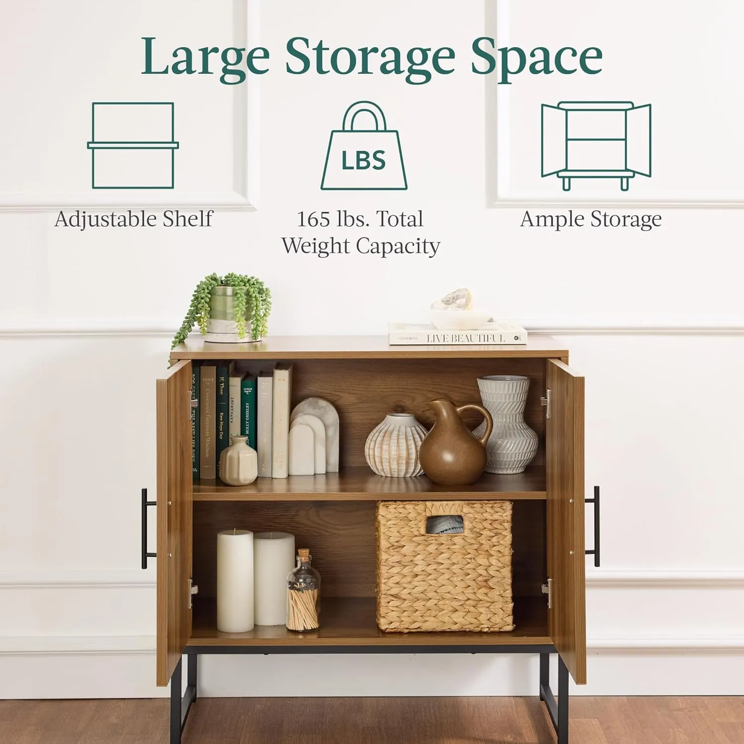 Best Choice Products Slatted Sideboard Buffet Cabinet, Entryway Table, Accent Storage Cabinet, Console Table for Hallway, Living Room, Dining Room – Brown