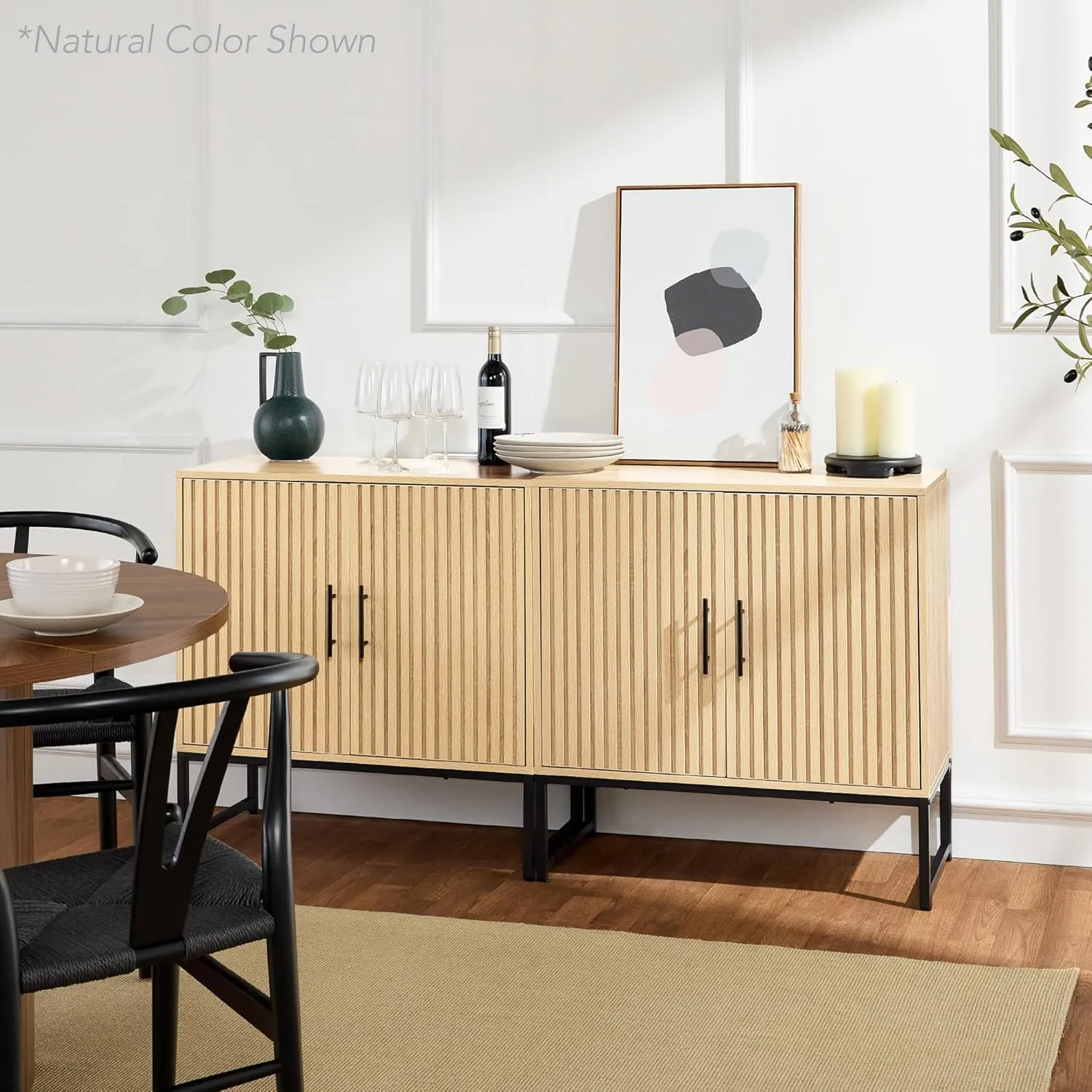 Best Choice Products Slatted Sideboard Buffet Cabinet, Entryway Table, Accent Storage Cabinet, Console Table for Hallway, Living Room, Dining Room – Brown