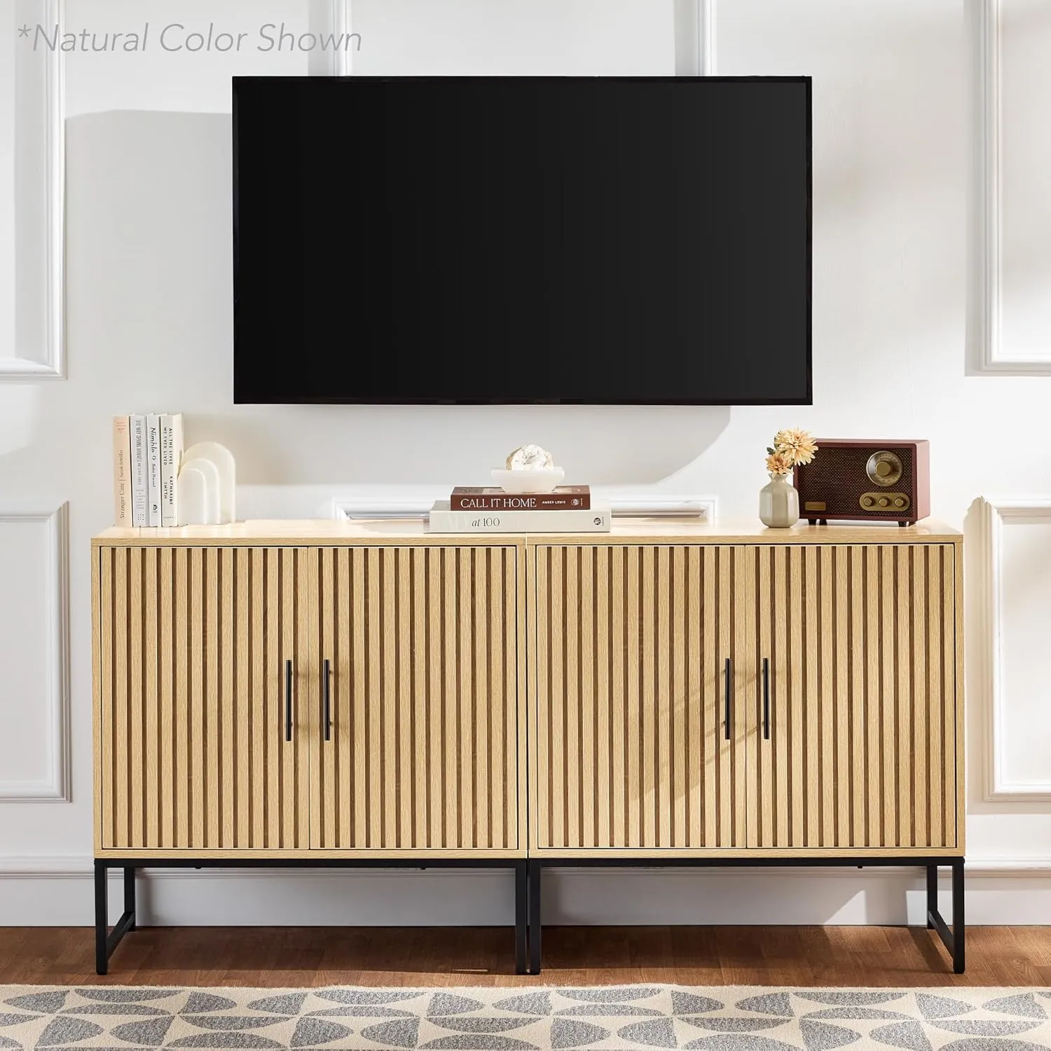 Best Choice Products Slatted Sideboard Buffet Cabinet, Entryway Table, Accent Storage Cabinet, Console Table for Hallway, Living Room, Dining Room – Brown