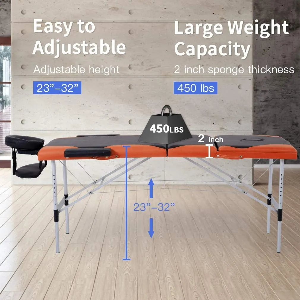 BestMassage Aluminium Massage Bed Portable Massage Table 28 inche Wide Lash Bed Heigh Adjustable 3 Folding Spa Table with Non-Woven Bag for Spa Footmassage Facial CareSpa Tattoo
