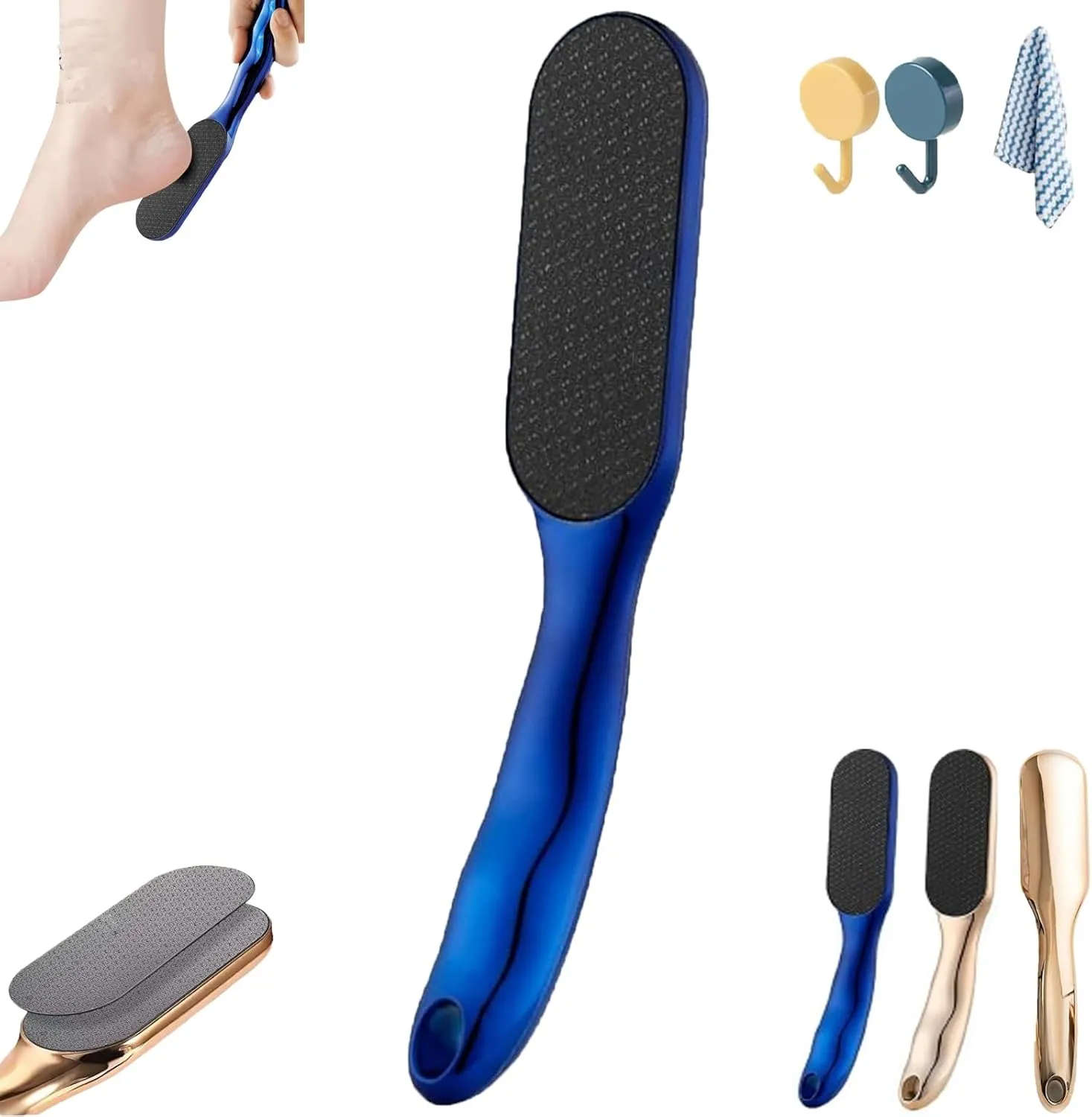 Beyond The Cream Nano Glass Foot File Callus Remover, Veins Grain Foot File Foot Sander Tool, Foot Exfoliate Scrub Pedicure Tool, Foot Razor Scraper for Rough Dead Skin(Blue)