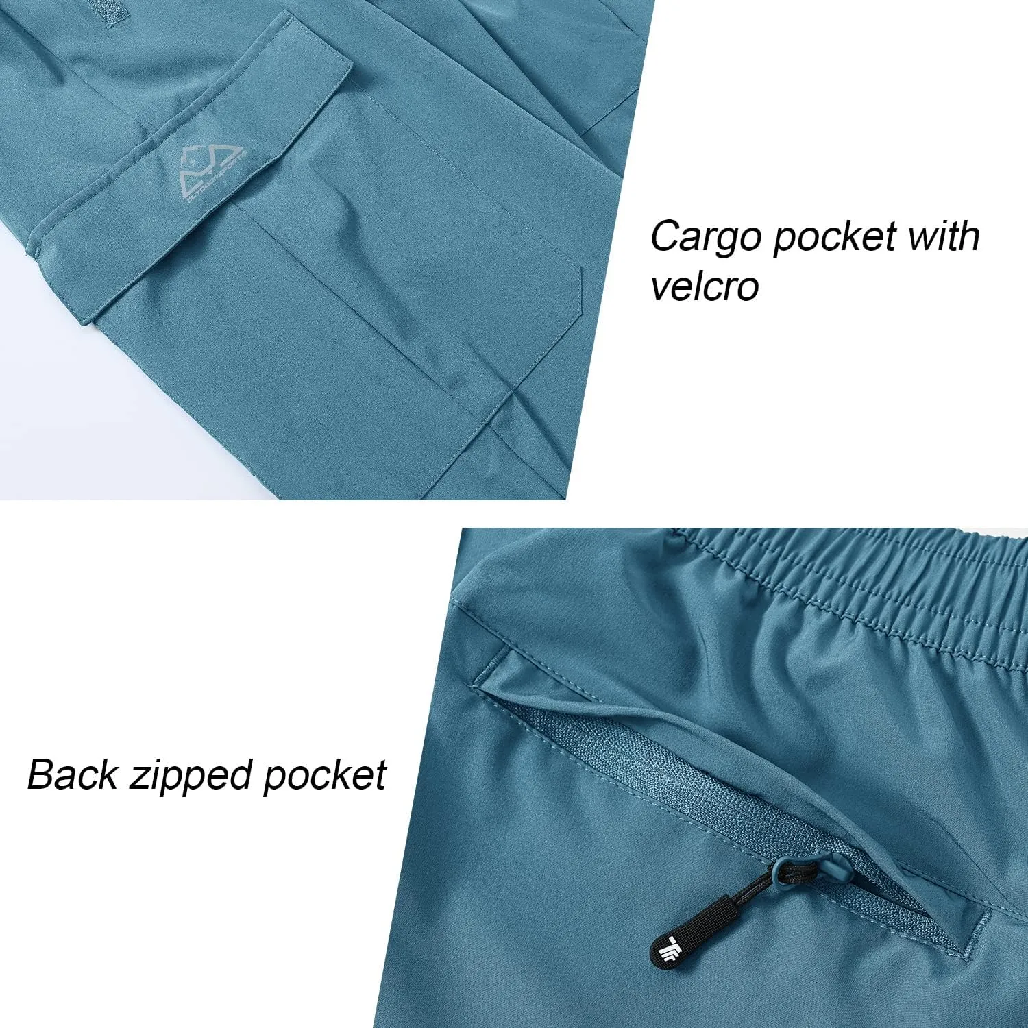 BGOWATU Hiking Pants for Men, Water Resistant Stretch Cargo Pants, Lightweight Quick Dry Outdoor Fishing Pants