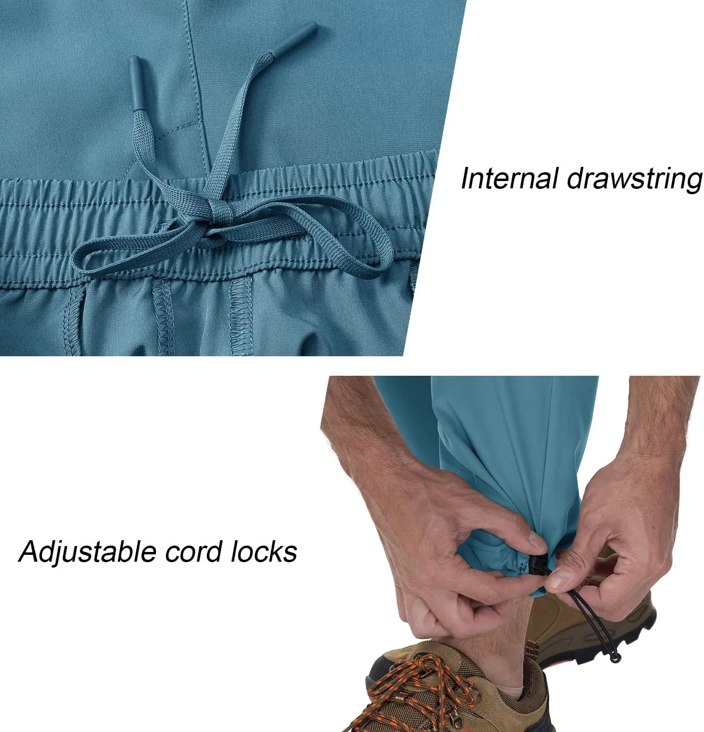 BGOWATU Hiking Pants for Men, Water Resistant Stretch Cargo Pants, Lightweight Quick Dry Outdoor Fishing Pants