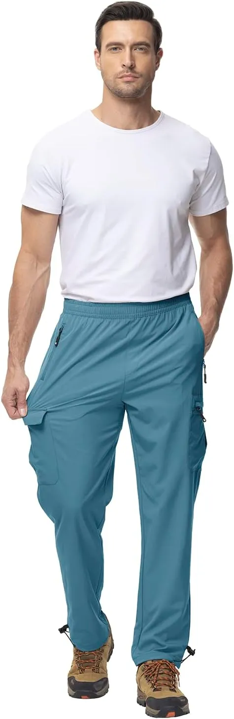 BGOWATU Hiking Pants for Men, Water Resistant Stretch Cargo Pants, Lightweight Quick Dry Outdoor Fishing Pants