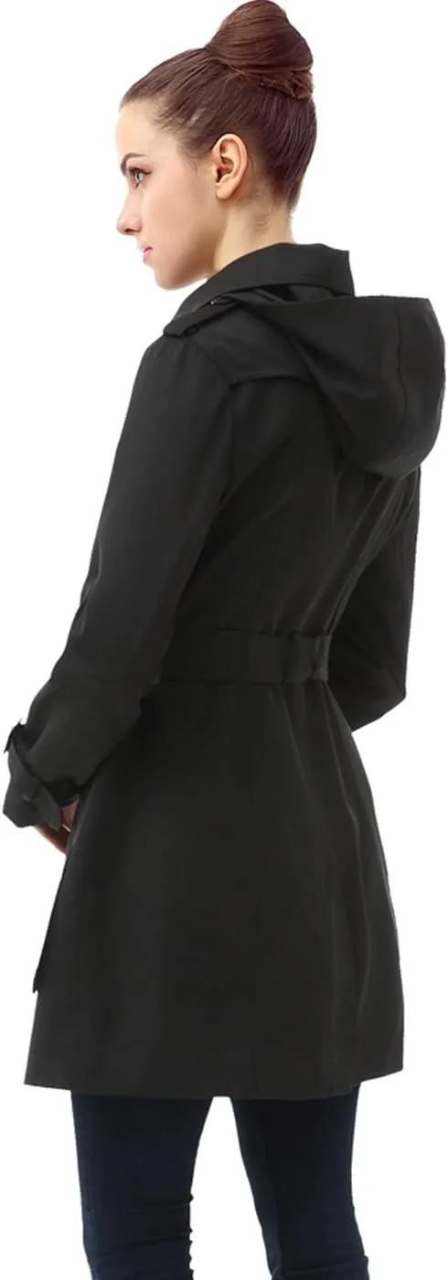 BGSD Women Leah Waterproof Hooded Mid Length Trench Coat