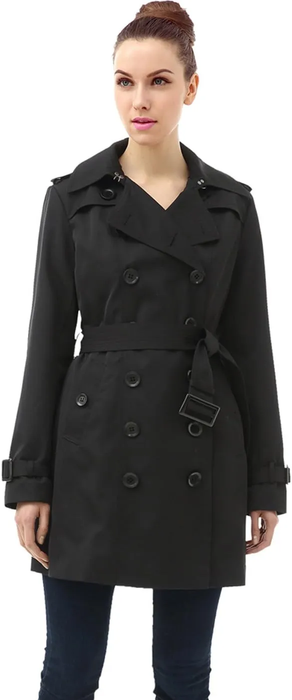 BGSD Women Leah Waterproof Hooded Mid Length Trench Coat