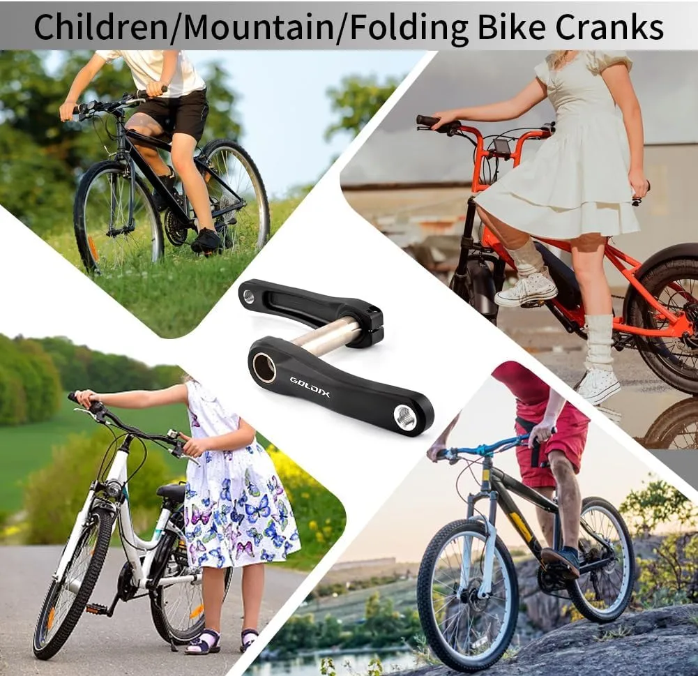 Bike Crank Arms 110mm 127mm 140mm 150mm 155mm 160mm Hollow Integrated Crankset for Children Bike Folding Bike Mountain Bike Crankset 7Speed-12Speed Aluminum Alloy Black