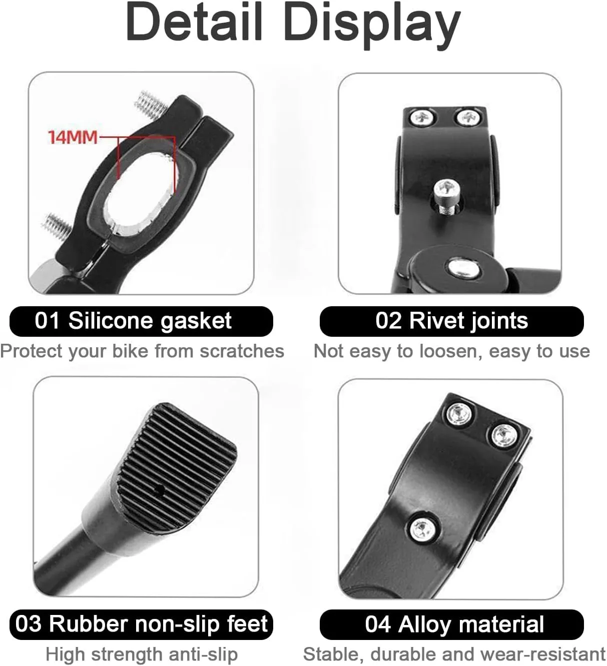 Bike Kickstand for Orbea Occam 2017, Adjustable Bicycle Kickstand, Suit Mountain Bike, Concealed Spring-Loaded Latch, Aluminum Rear Side Bicycle Stand,A