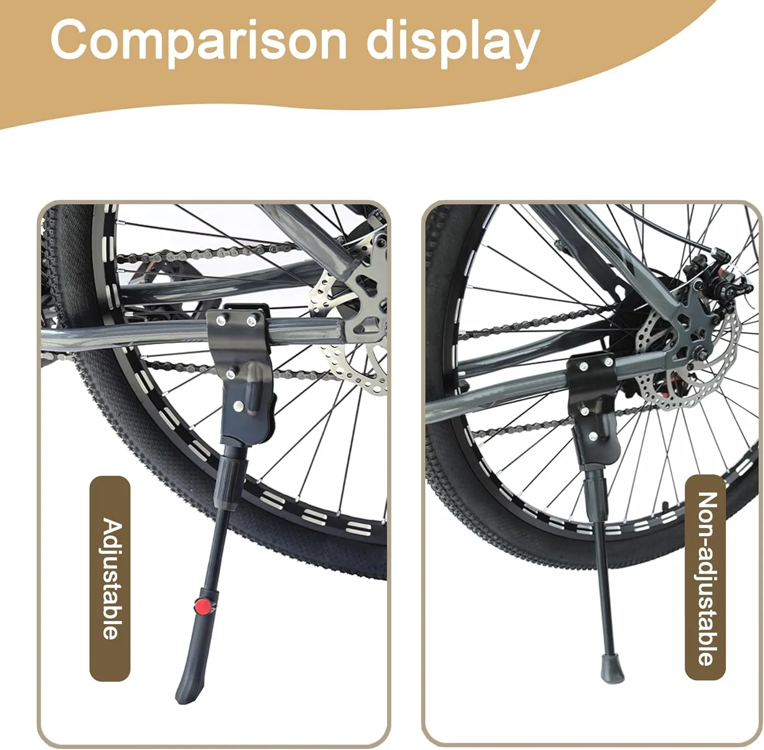 Bike Kickstand for Orbea Rise 2021, Adjustable Bicycle Kickstand, Suit Mountain Bike, Concealed Spring-Loaded Latch, Aluminum Rear Side Bicycle Stand,C