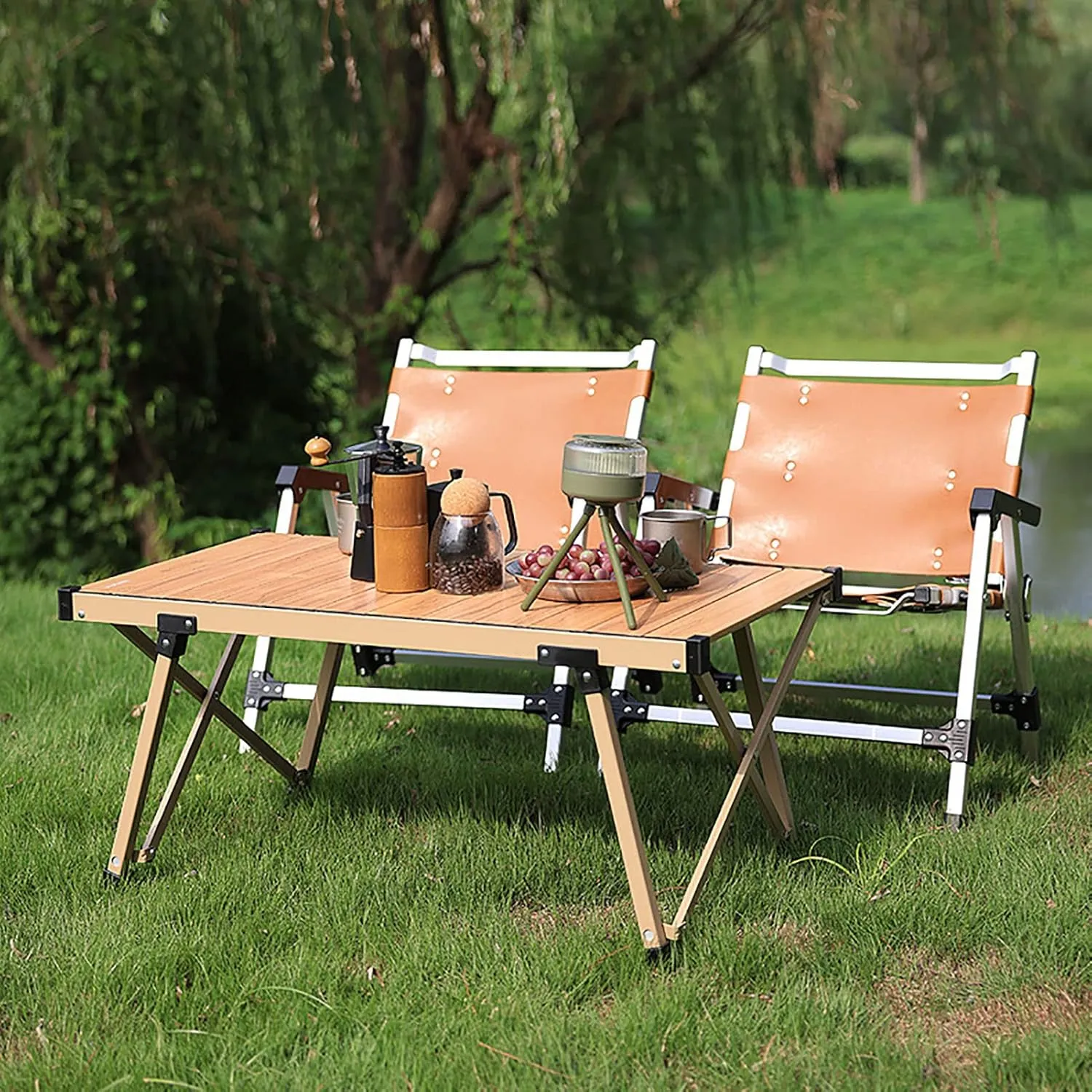 BK&MF Outdoor Folding Table,Portable Aluminum Picnic Camping Table Compact Travel Table Roll-up Table with Carry Bag for Picnic Beach,A,89x49x72cm(35x19x28inch)