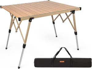 BK&MF Outdoor Folding Table,Portable Aluminum Picnic Camping Table Compact Travel Table Roll-up Table with Carry Bag for Picnic Beach,A,89x49x72cm(35x19x28inch)
