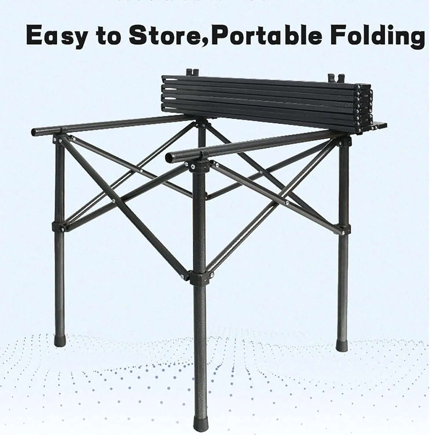 BK&MF Portable Aluminum Outdoor Folding Table,Compact Beach Travel Table with Carry Bag Roll-up Grill Table for BBQ, Party, Camping,A,58x58x58cm(23x23x23inch)