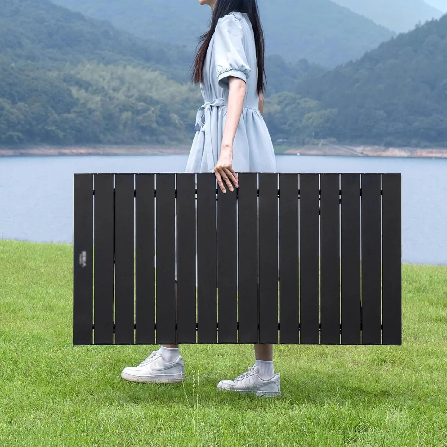 Black Camping Table, Fold Up Lightweight,Portable Roll Up Aluminum Table with Carry Bag for Outdoor, Support Up to 330LBS(120CM/47.2'')