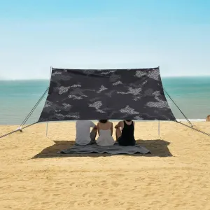 Black Dye Seamless Pattern Beach Canopy Tent Anti-UV & Wind Resistant, Camping Sun Shelter Easy Setup Portable,Outdoor Shade Tents with Sandbags,Sand Shovels,Ground Pegs & Stability Poles