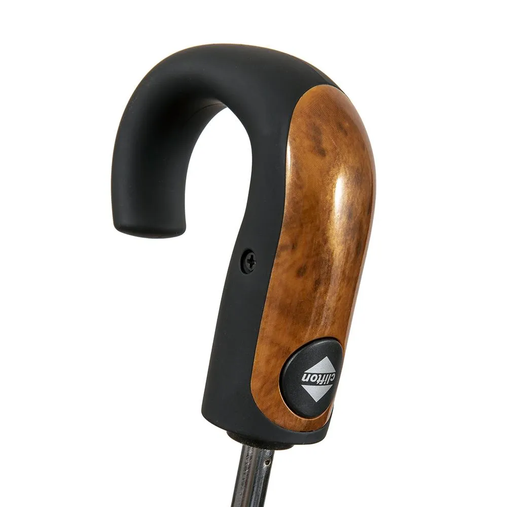 Black Watch Tartan Auto Open & Close with Wood trim handle
