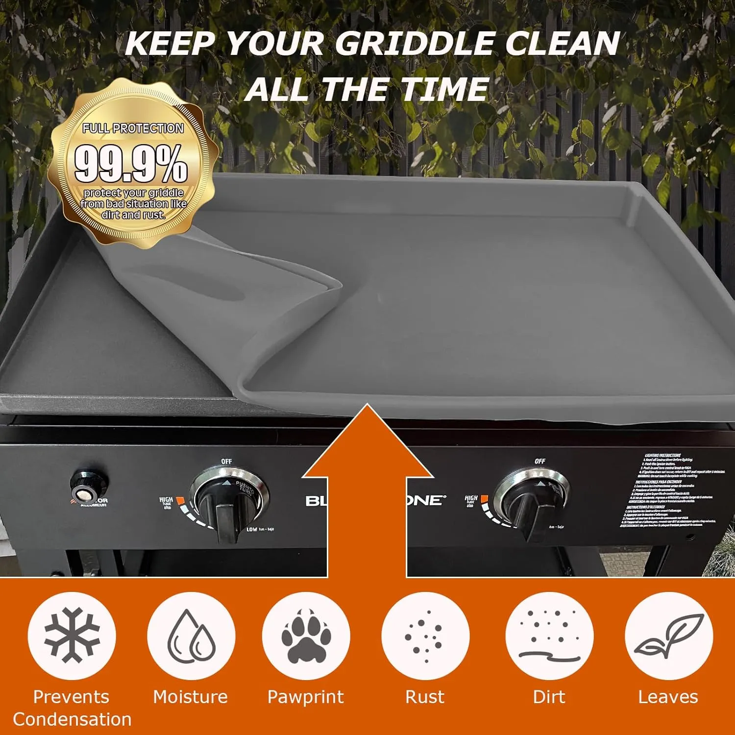 Blackstone Silicone Griddle Mat - Heavy Duty Food Grade, Gray, 28in