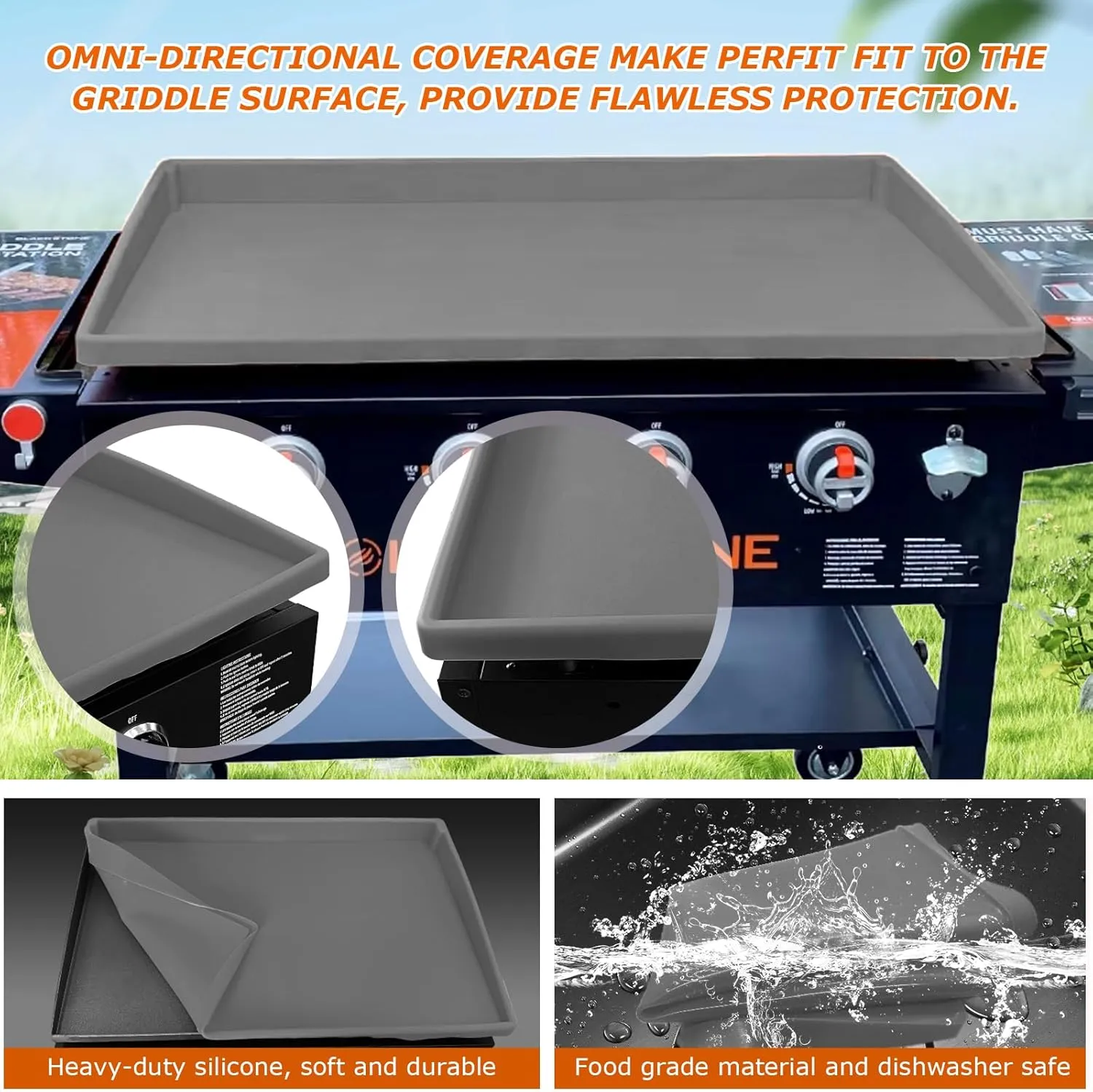 Blackstone Silicone Griddle Mat - Heavy Duty Food Grade, Gray, 28in