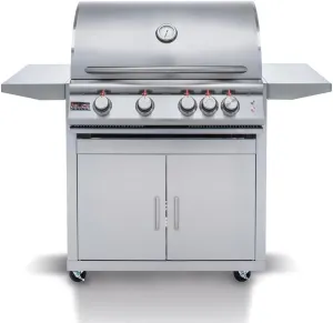 Blaze Outdoor Grill | Freestanding 32-inch Stainless Steel Propane Gas BBQ Grill | 4 Burner | Premium Outdoor Kitchen Grilling | Rear Infrared Burner & Grill Lights