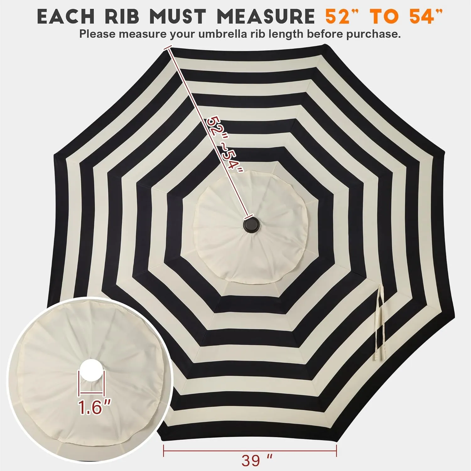 Blissun 9ft Patio Umbrella Replacement Canopy, Market Umbrella Top, Outdoor Table Umbrella Canopy for 8 Ribs, Canopy Only