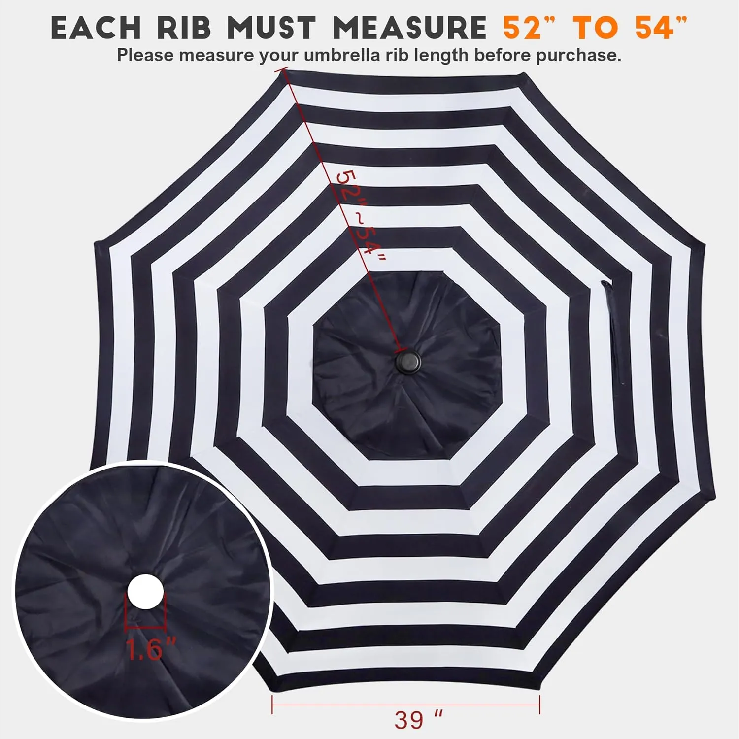 Blissun 9ft Patio Umbrella Replacement Canopy, Market Umbrella Top, Outdoor Table Umbrella Canopy for 8 Ribs, Canopy Only