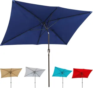 Blissun Rectangular Patio Umbrella, Table Market Umbrella with Tilt and Crank, Outdoor Umbrella for Garden, Deck, Backyard, Pool and Beach