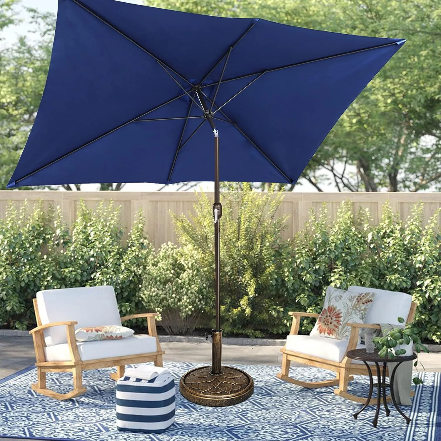 Blissun Rectangular Patio Umbrella, Table Market Umbrella with Tilt and Crank, Outdoor Umbrella for Garden, Deck, Backyard, Pool and Beach