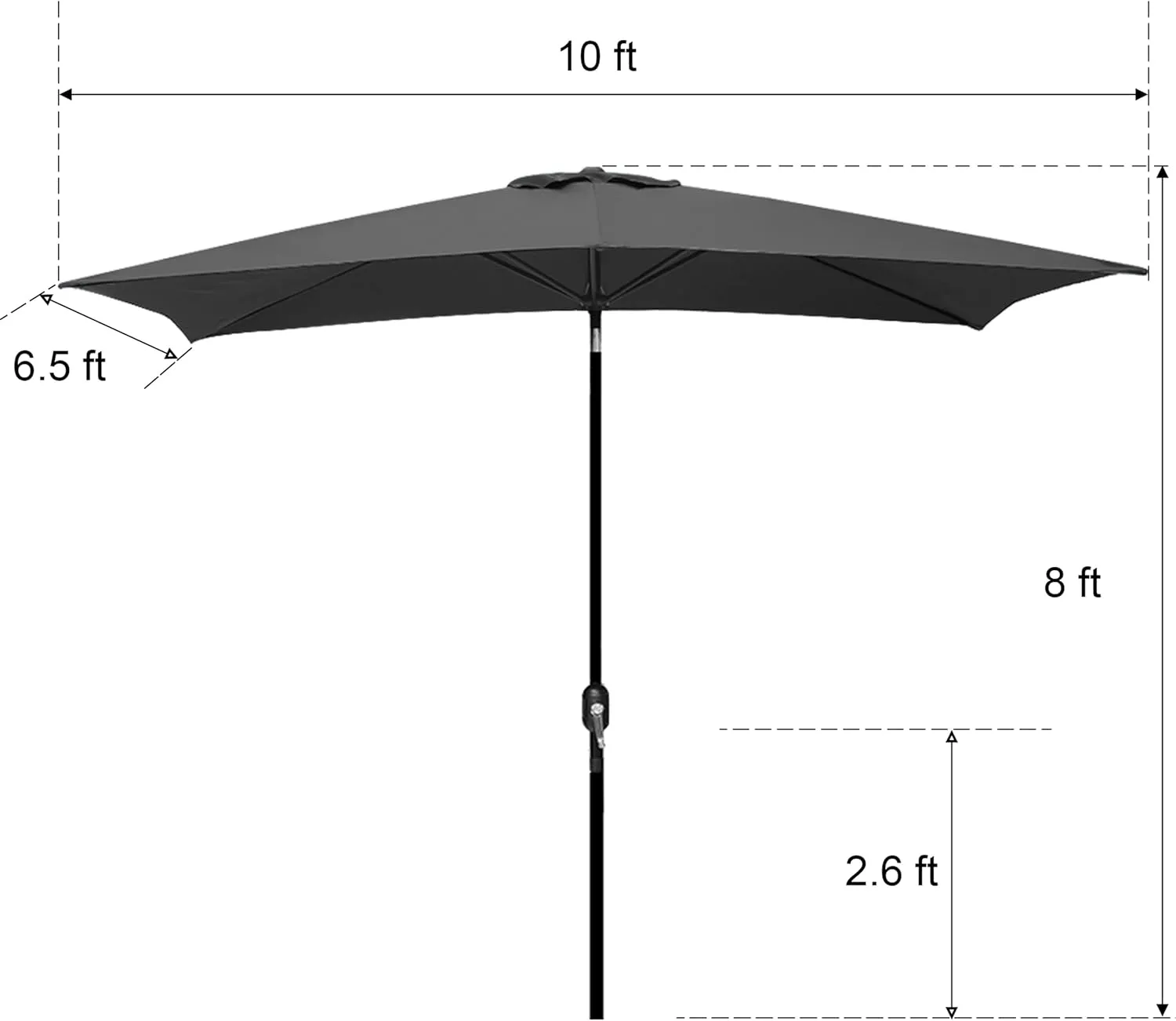 Blissun Rectangular Patio Umbrella, Table Market Umbrella with Tilt and Crank, Outdoor Umbrella for Garden, Deck, Backyard, Pool and Beach
