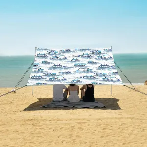 Blue Building Equipment Beach Camping Tent Sun Shelter for Whole Family, Beach Shade Canopy with UPF50  UV Protection,Easy Set Up and Carry,Outdoor Shade for Trips, Fishing, Backyard Fun Picni