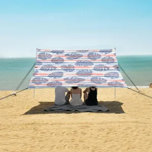 Blue Monstera Leaves Beach Camping Tent Sun Shelter for Whole Family, Geometric Botanical Beach Shade Canopy with UPF50  UV Protection,Easy Set Up and Carry,Outdoor Shade for Trips, Fishing, Ba