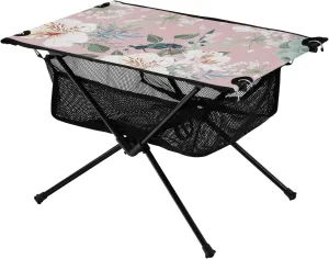 Bolaz Outdoor Folding Portable Picnic Camping Table-Lovely Pink Floral,Storage Mesh for Camping Gear Accessories, Hiking, Mountaineering, Outdoor Travel