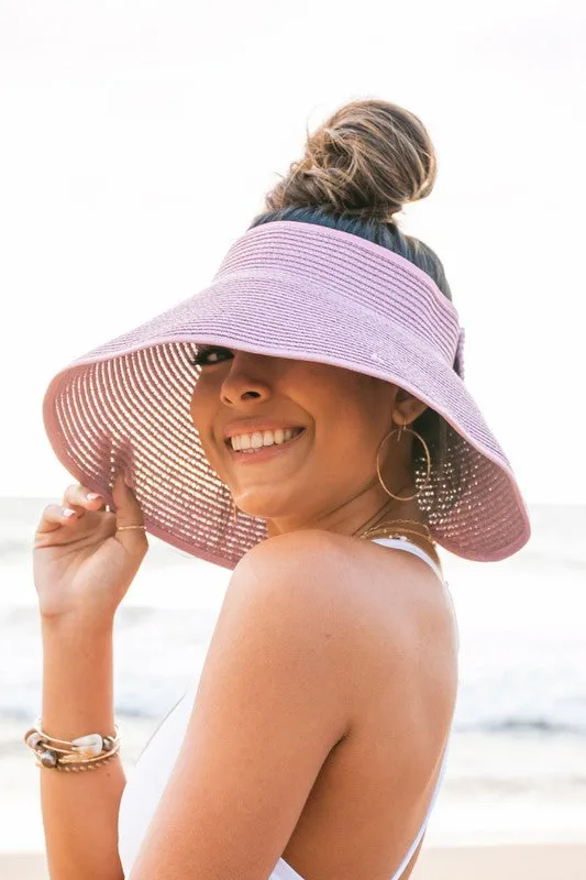 BOW ROLL UP WIDE BRIM VISOR SUN HAT