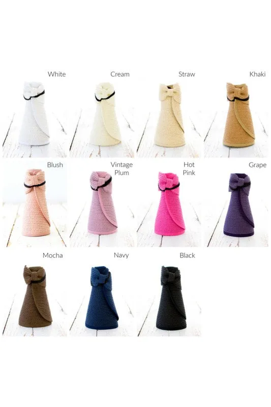 BOW ROLL UP WIDE BRIM VISOR SUN HAT