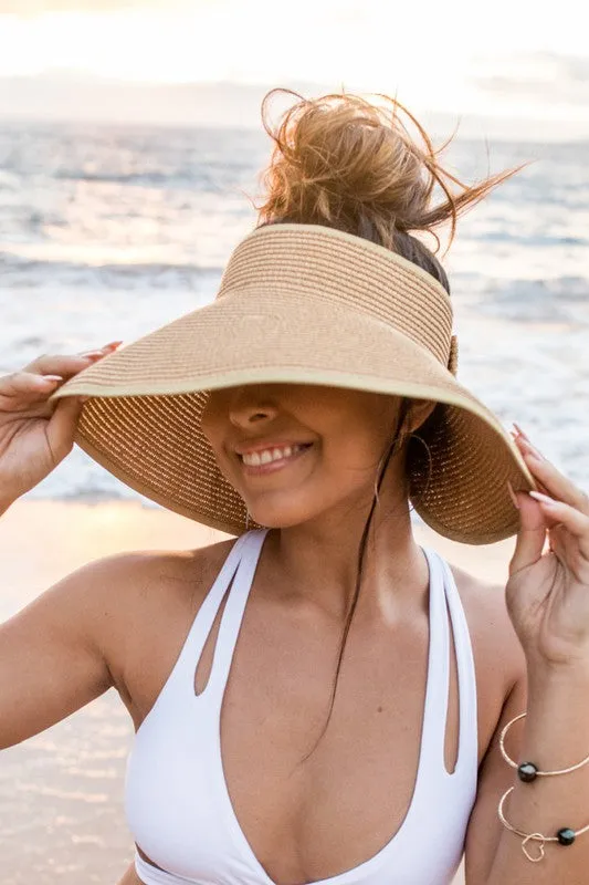 BOW ROLL UP WIDE BRIM VISOR SUN HAT