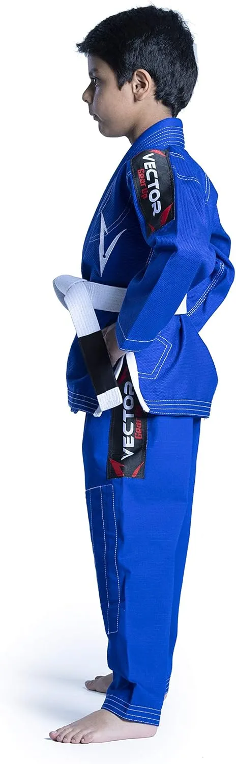 Brazilian BJJ Gi Jiu Jitsu Gi for Child Kids Gi Uniform Durable Pant & Jacket 100% Cotton with Free Belt