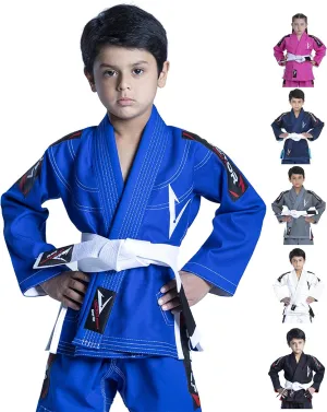 Brazilian BJJ Gi Jiu Jitsu Gi for Child Kids Gi Uniform Durable Pant & Jacket 100% Cotton with Free Belt