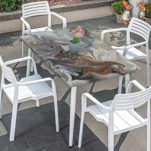 Brown Light Grey Folding Table Cover Marbling Texture Watercolor Artwork Folding Table Cover Rectangle Polyester ?Tablecloth for Picnic Party Marble Fits up 5 Foot Tables
