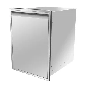 Built-in Double Trash Drawer 20''Wx27''Hx24''D, Pull-Out Trash Drawer, Outdoor Kitchen Stainless Steel Trash Bin for BBQ Island Grill Station