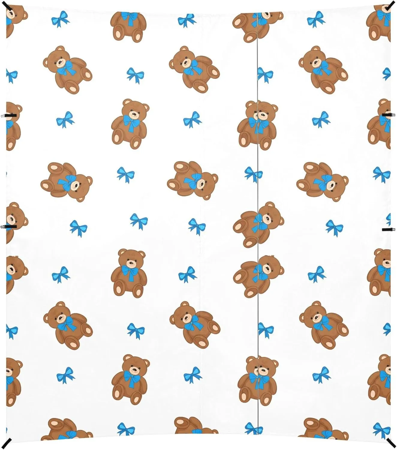 Burbuja Bears Wearing Blue Bow Ties Beach Canopy Windproof Beach Tent Sun Shade with 4 Sandbags & Sand Shovel, Portable Sun Shelter for Family Camping Picnic