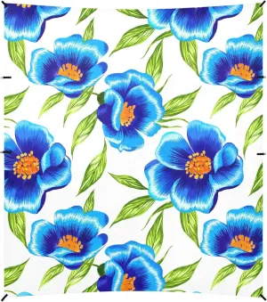 Burbuja Blue Flowers Beach Canopy Windproof Beach Tent Sun Shade with 4 Sandbags & Sand Shovel, Portable Sun Shelter for Family Camping Picnic