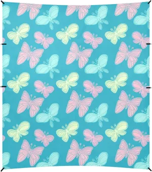 Burbuja Butterflies in Pastel Beach Canopy Windproof Beach Tent Sun Shade with 4 Sandbags & Sand Shovel, Portable Sun Shelter for Family Camping Picnic