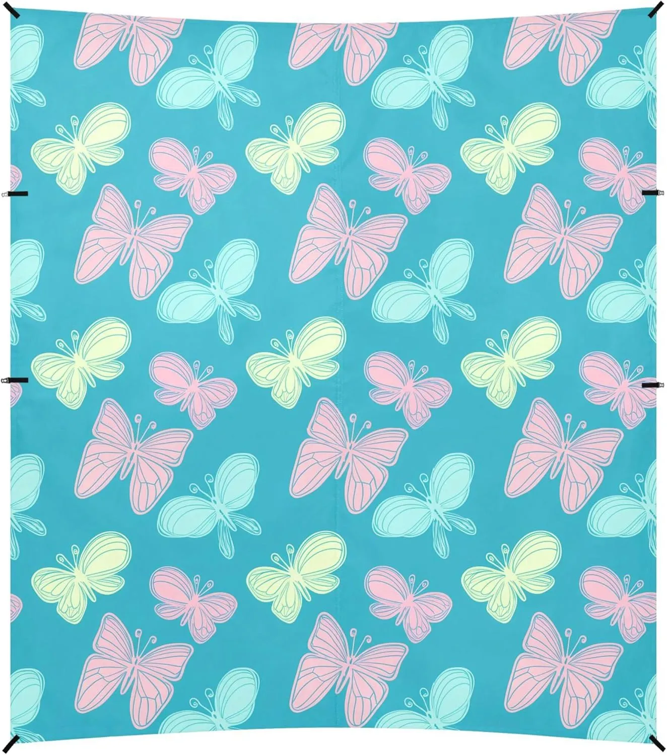 Burbuja Butterflies in Pastel Beach Canopy Windproof Beach Tent Sun Shade with 4 Sandbags & Sand Shovel, Portable Sun Shelter for Family Camping Picnic