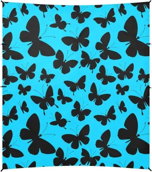 Burbuja Butterfly on Blue Beach Canopy Windproof Beach Tent Sun Shade with 4 Sandbags & Sand Shovel, Portable Sun Shelter for Family Camping Picnic