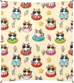 Burbuja Cartoon Cats Dogs Beach Canopy Windproof Beach Tent Sun Shade with 4 Sandbags & Sand Shovel, Portable Sun Shelter for Family Camping Picnic