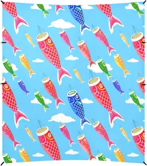 Burbuja Colorful Japanese Windsocks Beach Canopy Windproof Beach Tent Sun Shade with 4 Sandbags & Sand Shovel, Portable Sun Shelter for Family Camping Picnic