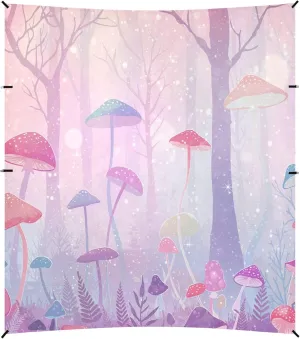 Burbuja Magic Forest Mushrooms Beach Canopy Windproof Beach Tent Sun Shade with 4 Sandbags & Sand Shovel, Portable Sun Shelter for Family Camping Picnic