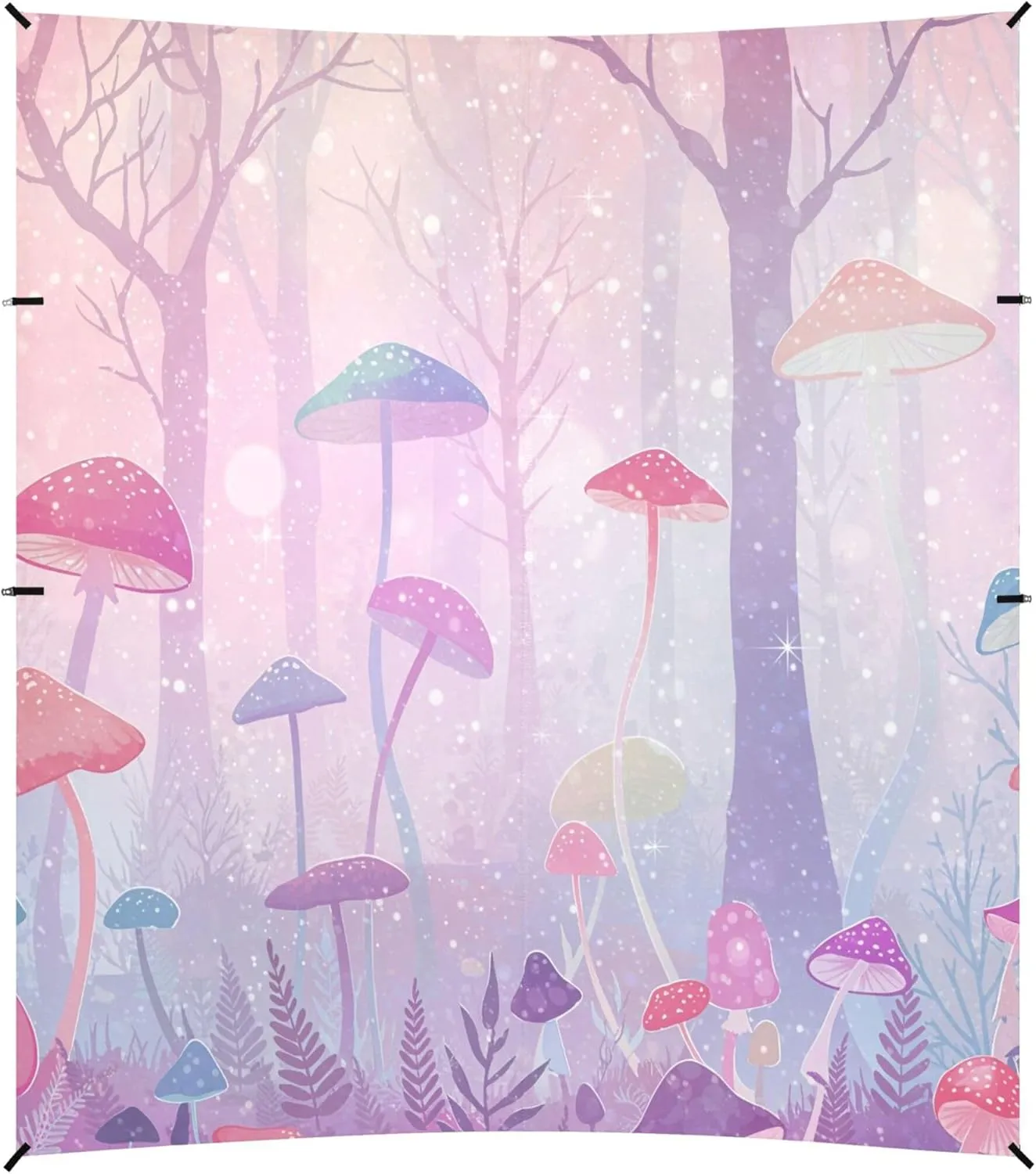 Burbuja Magic Forest Mushrooms Beach Canopy Windproof Beach Tent Sun Shade with 4 Sandbags & Sand Shovel, Portable Sun Shelter for Family Camping Picnic